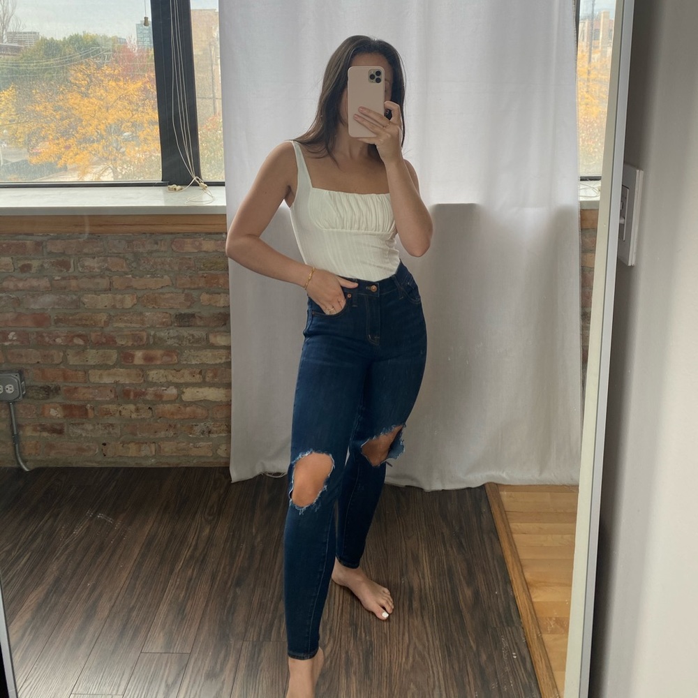 Dark wash high waisted ripped jean
